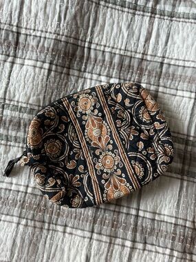 Vera Bradley Quilted Paisley Zip Pouch in Black and Brown